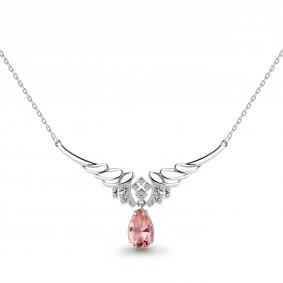 Серебряное колье AQUAMARINE А7354490А с фианитом и морганитом А7354490А фото