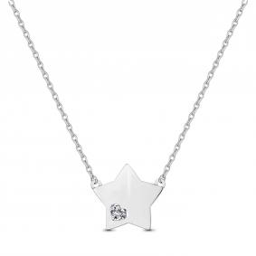 Серебряное колье AQUAMARINE А73588 с фианитом А73588 фото