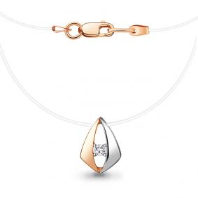 Колье на леске AQUAMARINE с фианитом А73606А-пк А73606А-пк фото