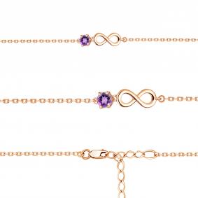 Браслет из золочёного серебра AQUAMARINE А7364004-п с аметистом А7364004-п фото