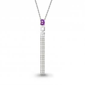 Серебряное колье AQUAMARINE А7364884 с аметистом А7364884 фото