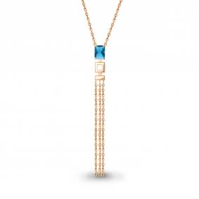 Колье из золочёного серебра AQUAMARINE А7364893-п с Лондон топазом А7364893-п фото