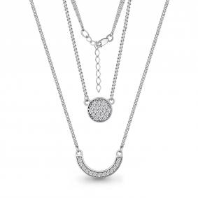 Серебряное колье AQUAMARINE А73664А с фианитом А73664А фото