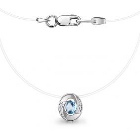 Колье на леске AQUAMARINE с топазом и фианитом А7366505А А7366505А фото