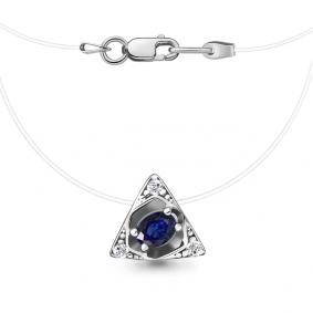 Серебряное колье AQUAMARINE А73668АБ с фианитом и гидротермальным сапфиром А73668АБ фото
