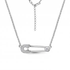 Серебряное колье AQUAMARINE А73680А с фианитом А73680А фото