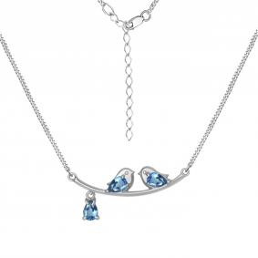 Серебряное колье AQUAMARINE А7377705 с топазом А7377705 фото