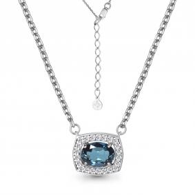 Серебряное колье AQUAMARINE А7381008А с фианитом и Лондон топазом А7381008А фото