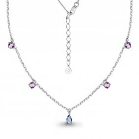 Серебряное колье AQUAMARINE А7382730 с топазом и аметистом А7382730 фото