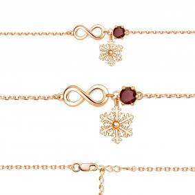 Браслет из золочёного серебра AQUAMARINE А7411103-п с гранатом А7411103-п фото