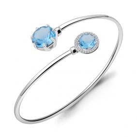 Серебряный браслет AQUAMARINE А7418692А с топазом и фианитом А7418692А фото