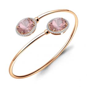 Браслет из золочёного серебра AQUAMARINE А7418790А-п с фианитом и морганитом А7418790А-п фото