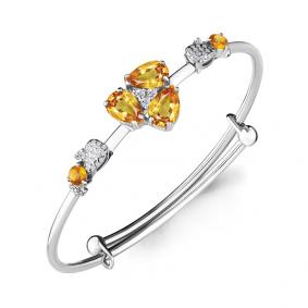 Серебряный браслет AQUAMARINE А7438006А с фианитом и цитрином А7438006А фото