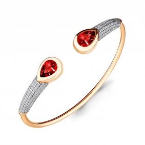 Браслет из золочёного серебра AQUAMARINE А7438203А-п с фианитом и гранатом А7438203А-п фото