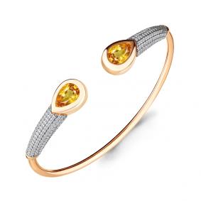 Браслет из золочёного серебра AQUAMARINE А7438206А-п с фианитом и цитрином А7438206А-п фото