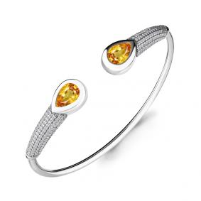 Серебряный браслет AQUAMARINE А7438206А с фианитом и цитрином А7438206А фото