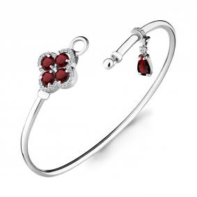 Серебряный браслет AQUAMARINE А7438303А с фианитом и гранатом А7438303А фото