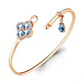 Браслет из золочёного серебра AQUAMARINE А7438305А-п с топазом и фианитом А7438305А-п фото