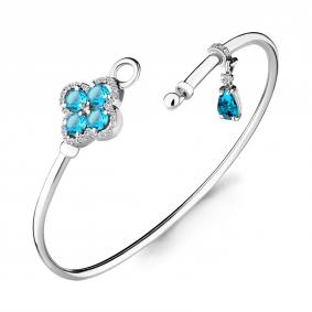 Серебряный браслет AQUAMARINE А7438305А с топазом и фианитом А7438305А фото