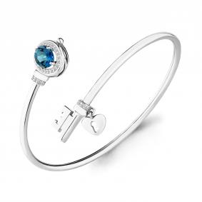 Серебряный браслет AQUAMARINE А7438408А с фианитом и Лондон топазом А7438408А фото