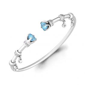 Серебряный браслет AQUAMARINE А7438505А с топазом и фианитом А7438505А фото