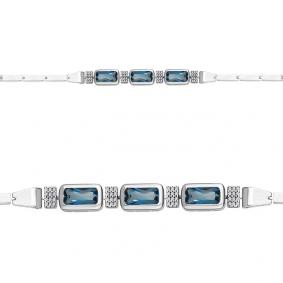 Серебряный браслет AQUAMARINE А7443493А с фианитом и Лондон топазом А7443493А фото