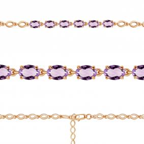 Браслет из золочёного серебра AQUAMARINE А7446804-п с аметистом А7446804-п фото