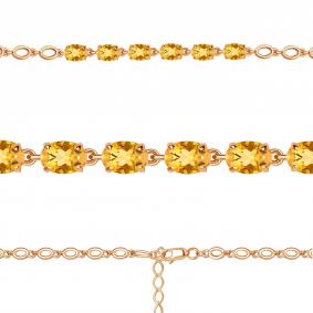 Браслет из золочёного серебра AQUAMARINE А7446806-п с цитрином А7446806-п фото