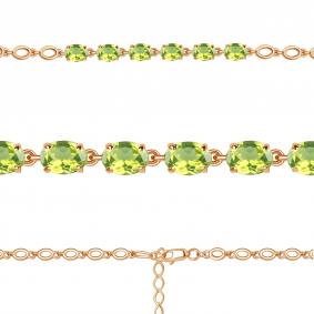 Браслет из золочёного серебра AQUAMARINE А7446807-п с хризолитом А7446807-п фото