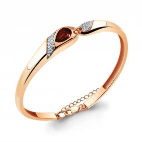 Браслет из золочёного серебра AQUAMARINE А7449703А-п с фианитом и гранатом А7449703А-п фото