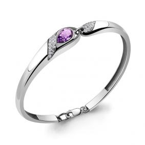 Серебряный браслет AQUAMARINE А7449704А с фианитом и аметистом А7449704А фото