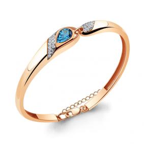Браслет из золочёного серебра AQUAMARINE А7449705А-п с топазом и фианитом А7449705А-п фото