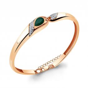 Браслет из золочёного серебра AQUAMARINE А7449709А-п с фианитом и агатом А7449709А-п фото