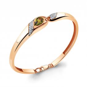 Браслет из золочёного серебра AQUAMARINE А7449719А-п с фианитом и султанитом А7449719А-п фото