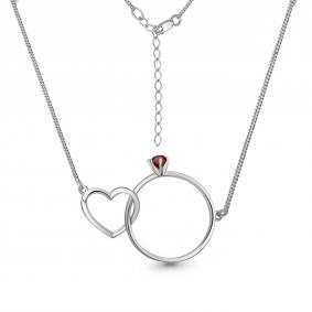 Серебряное колье AQUAMARINE А7455003 с гранатом А7455003 фото