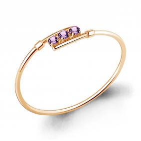 Браслет из золочёного серебра AQUAMARINE А7456104-п с аметистом А7456104-п фото