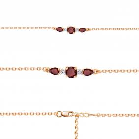 Браслет из золочёного серебра AQUAMARINE А7460903А-п с фианитом и гранатом А7460903А-п фото