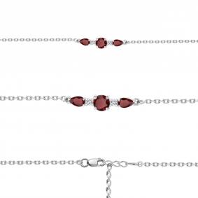 Серебряный браслет AQUAMARINE А7460903А с фианитом и гранатом А7460903А фото