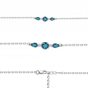 Серебряный браслет AQUAMARINE А7460908А с фианитом и Лондон топазом А7460908А фото