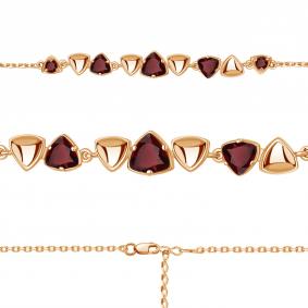 Браслет из золочёного серебра AQUAMARINE А7462503-п с гранатом А7462503-п фото