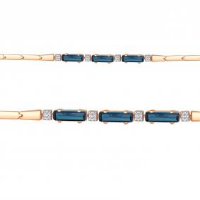 Браслет из золочёного серебра AQUAMARINE А7465093А-п с фианитом и Лондон топазом А7465093А-п фото