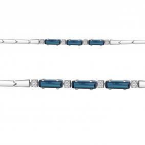 Серебряный браслет AQUAMARINE А7465093А с фианитом и Лондон топазом А7465093А фото