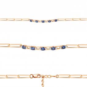 Браслет из золочёного серебра AQUAMARINE А74669АБ-п с фианитом и гидротермальным сапфиром А74669АБ-п фото