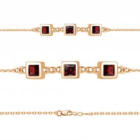 Браслет из золочёного серебра AQUAMARINE А7474603-п с гранатом А7474603-п фото