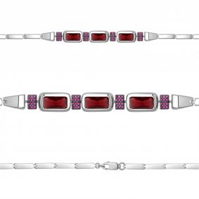 Серебряный браслет AQUAMARINE А7475085В с гранатом и турмалином А7475085В фото