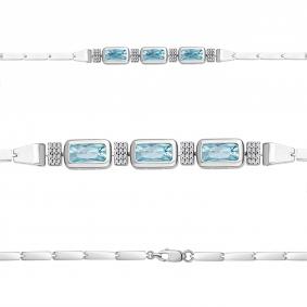 Серебряный браслет AQUAMARINE А7475088А с фианитом и турмалином А7475088А фото