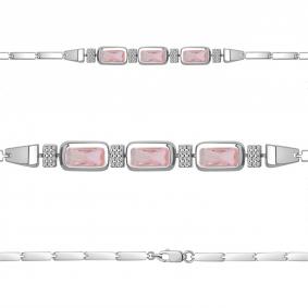 Серебряный браслет AQUAMARINE А7475090А с фианитом и морганитом А7475090А фото