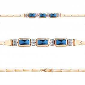 Браслет из золочёного серебра AQUAMARINE А7475093А-п с фианитом и Лондон топазом А7475093А-п фото