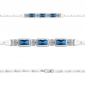 Серебряный браслет AQUAMARINE А7475093А с фианитом и Лондон топазом А7475093А фото