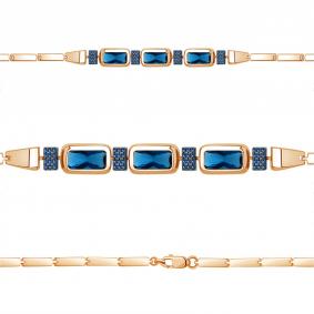 Браслет из золочёного серебра AQUAMARINE А7475093Б-п с гидротермальным сапфиром и Лондон топазом А7475093Б-п фото